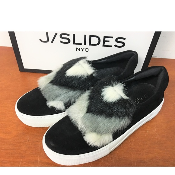 $150 J/Slides NY Alexi Suede Faux Fur Fashion Platform Sneaker Shoes - Picture 3 of 7